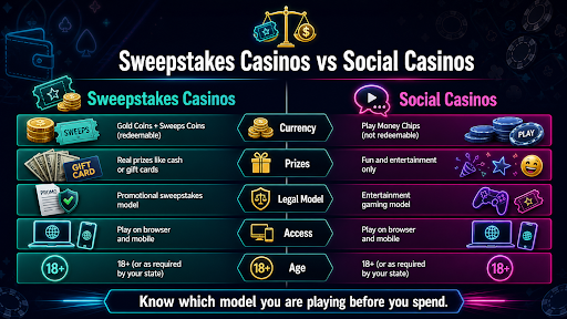 Sweepstakes Casinos vs Social Casinos