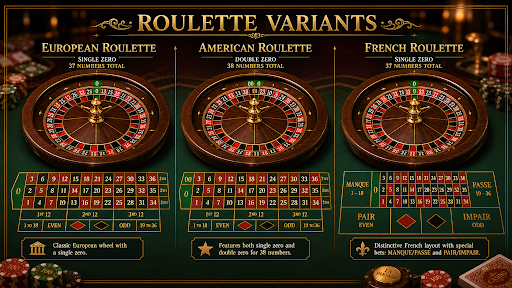 European vs American vs french roulette